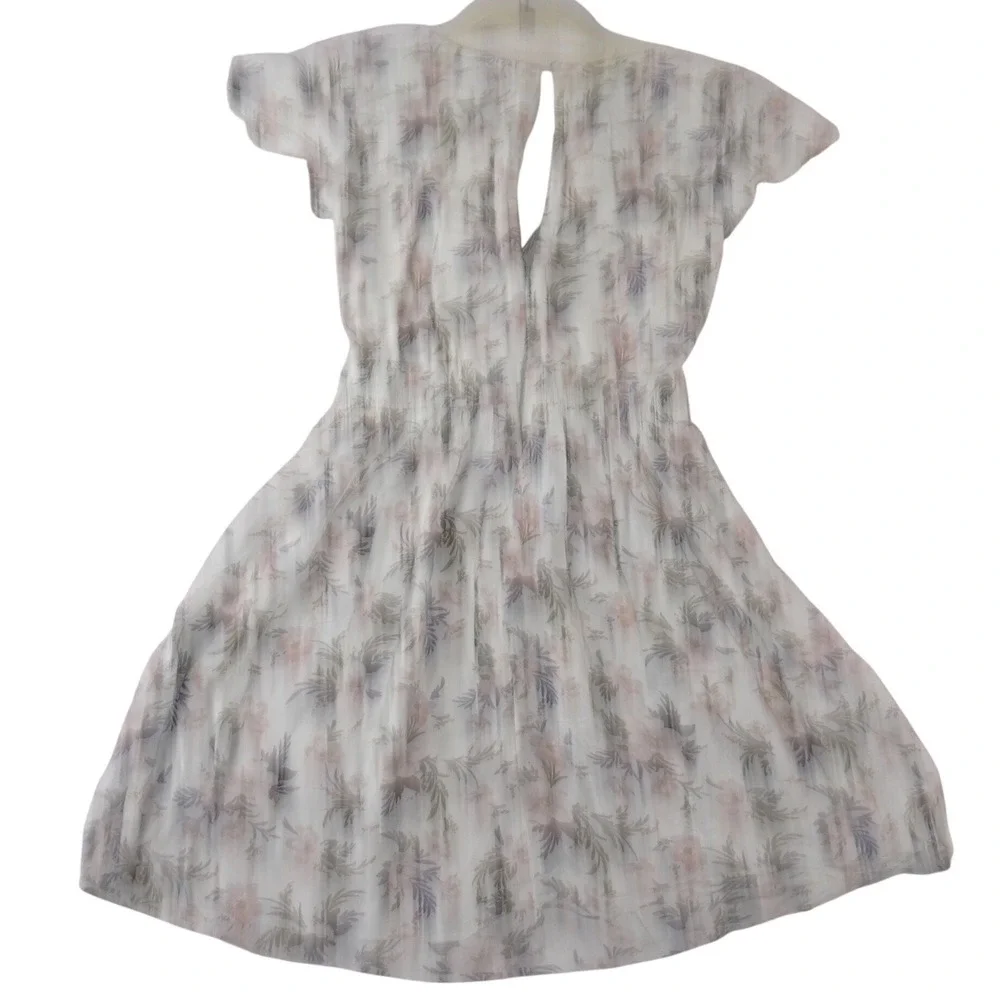 American Eagle Outfitters Floral Cutout Mini Dress White Pink XXS - Picture 3 of 4